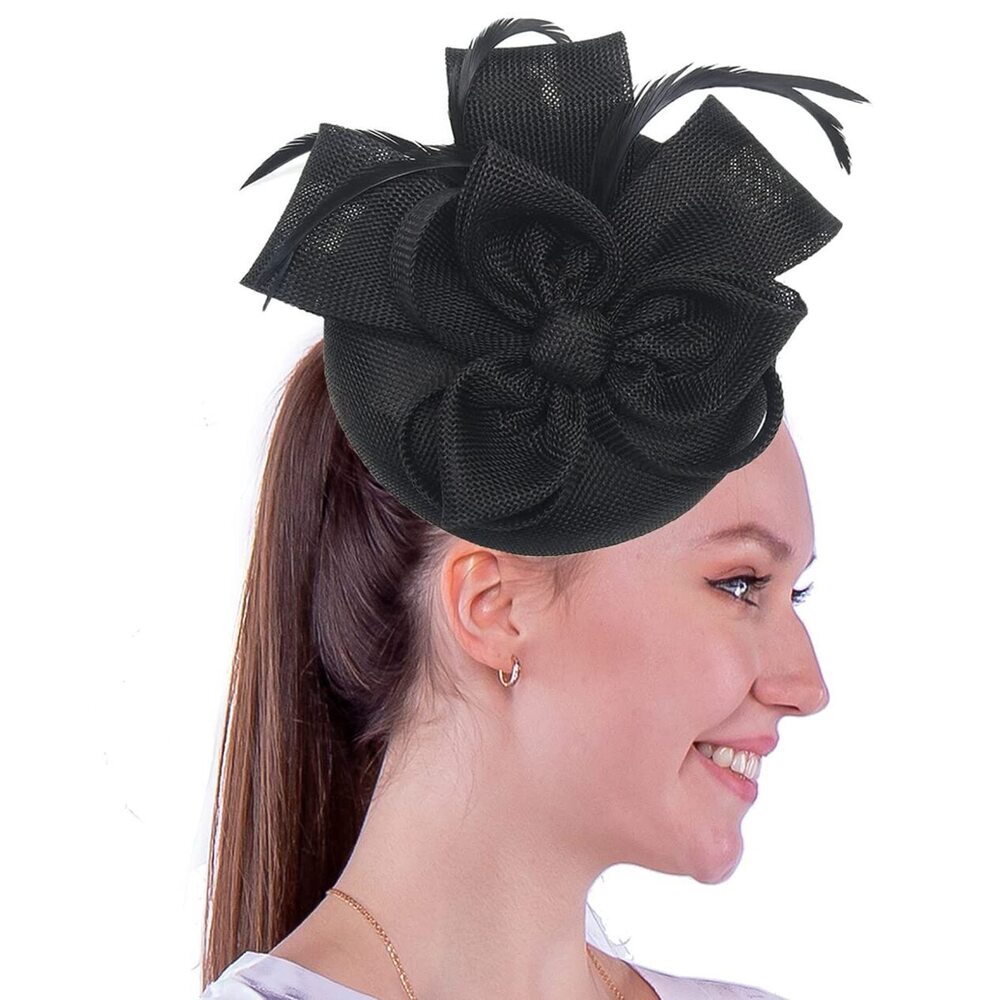 2618 Fascinators Pillbox Hat Sinamay Feather Flower Derby Ball Wedding